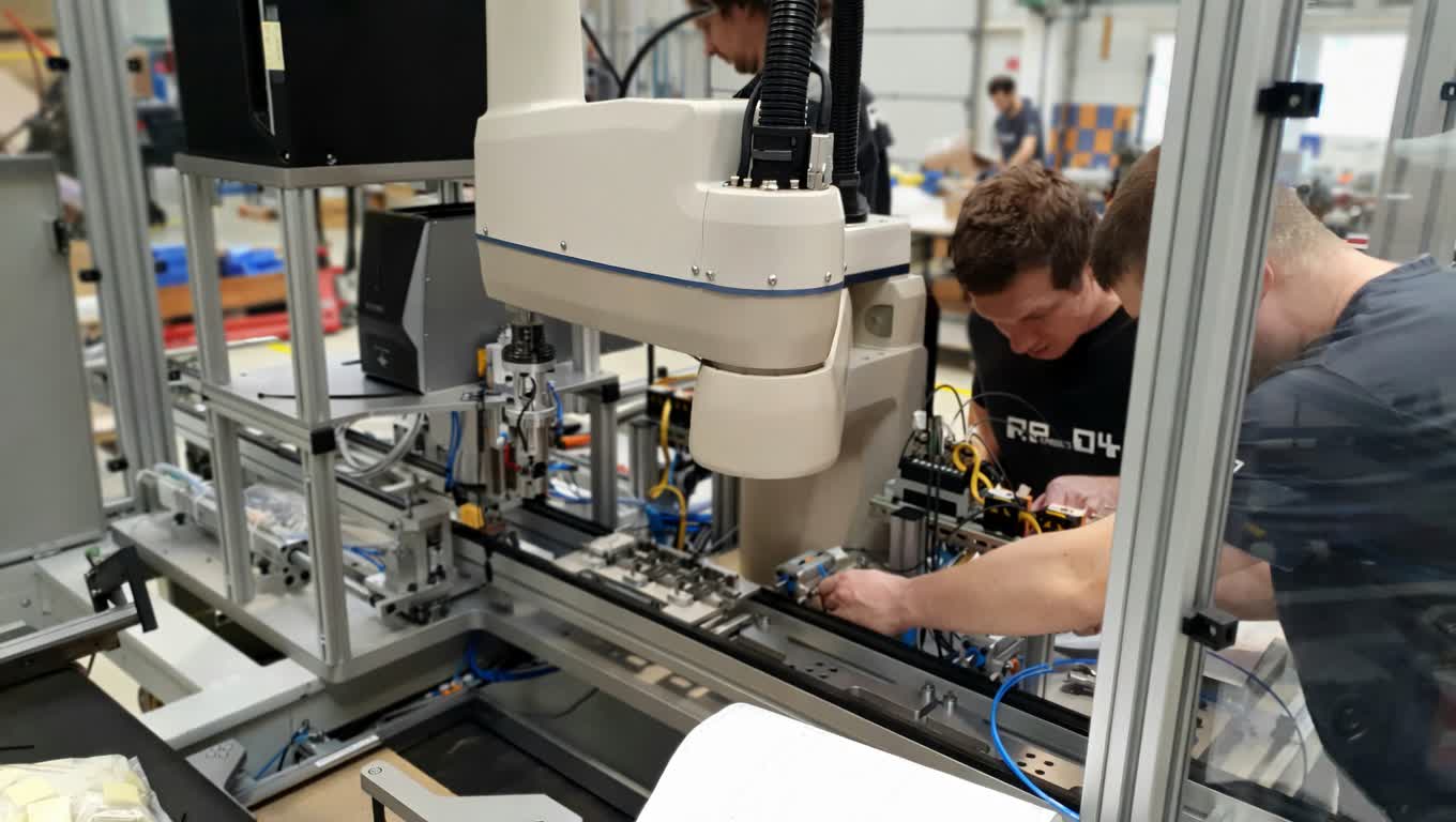 Robotic cell after complete overhaul including new wiring and pneumatic systems