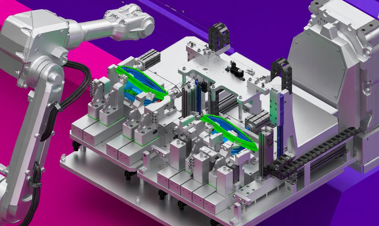 Welding fixtures CAD design with clamping points and gas shielding channels